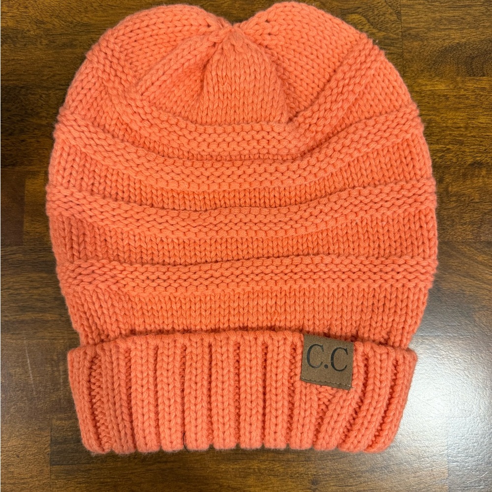 C.C Knit Beanie - Vibrant Coral